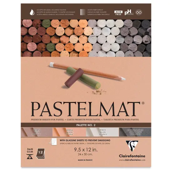 Clairefontaine Pastelmat Pad - 9-1/2" x 12", Assorted, Palette No. 2, 12 Sheets {1}