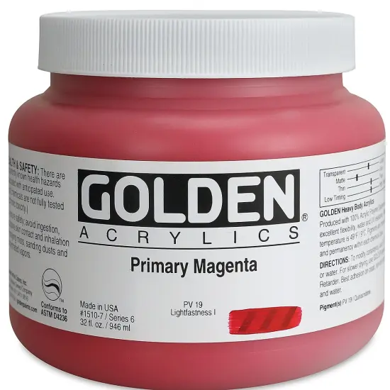 Golden Heavy Body Artist Acrylics - Primary Magenta, 32 oz Jar {2}