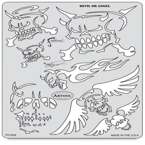 Iwata Artool Freehand Template - Son of Skull Master Devil or Angel {1}