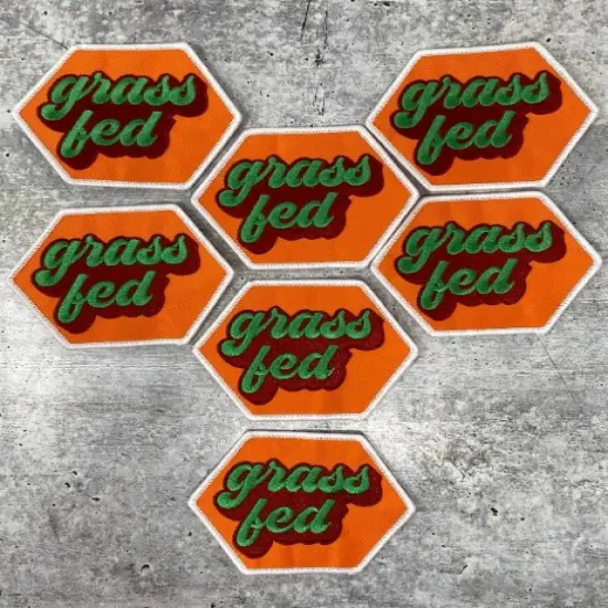 Patch Party Club &ldquo;Grassfed&rdquo; Iron-On Embroidered Patch, Size 3&rdquo; {3}