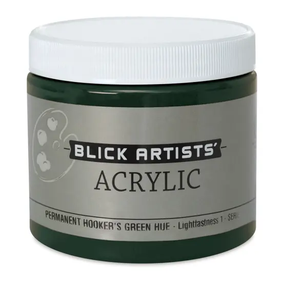 Blick Artists' Acrylic - Permanent Hooker's Green Hue, 16 oz jar {1}