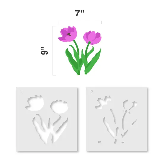 Small Tulip Wall Stencil | 3039A by Designer Stencils | Reusable Art Craft Stencils for Painting | {2}