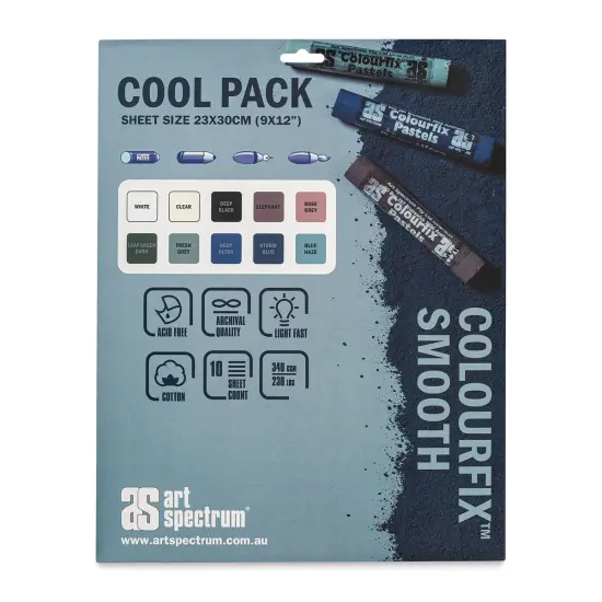 Art Spectrum Colourfix Smooth Pastel Paper - Cool Tones, 9" x 12", Pkg of 10 Sheets {1}