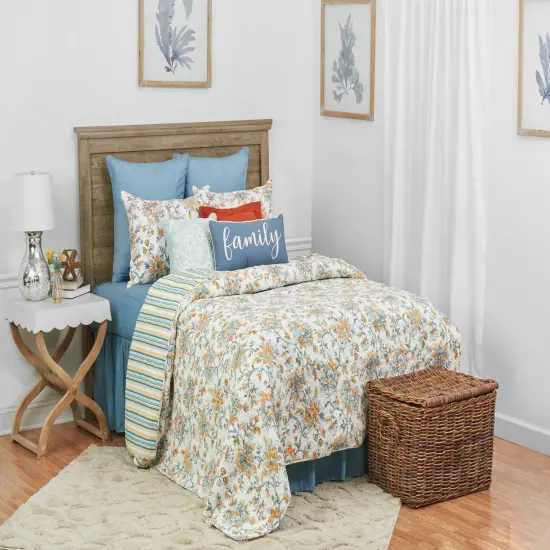 Embroidered "Family" Cursive Script Rectangle Accent Pillow, 12" x 24" {6}