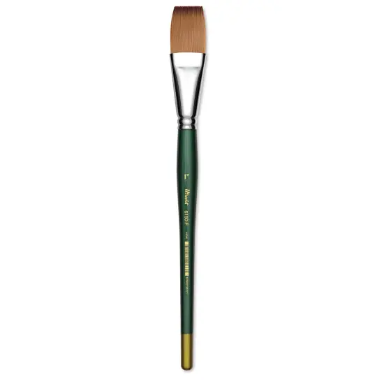 Utrecht Series 6150 Synthetic Golden Taklon Watercolor Brush - Flat, Size 1" {1}