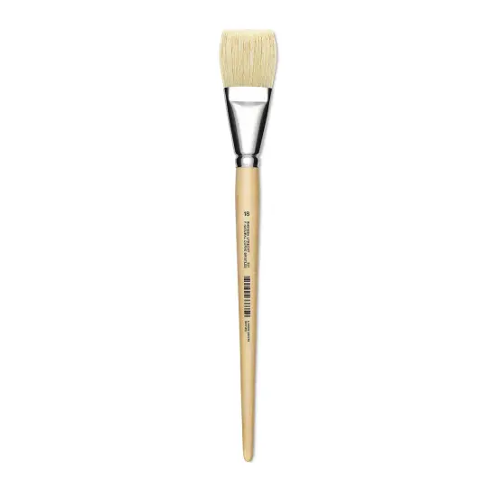 Utrecht Rhenish Pure Hog Bristle Brush - Flat, Size 18, Long Handle {1}