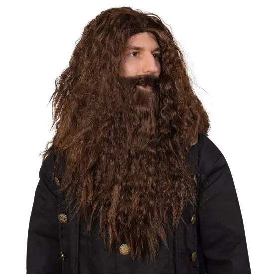 Brown Wig and Beard - Brown Wavy Biblical Costume Accessories Hair Wig and Beard Set for Adults and Kids {2}