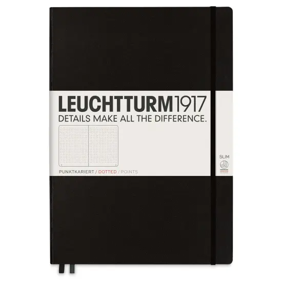 Leuchtturm1917 Dotted Hardbound Notebook - Black, Slim, 8-3/4" x 12-1/2" {1}