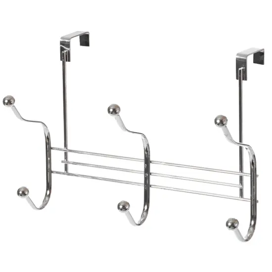 Chrome 6 Hook Hanger Organizer, Hang Over The Door Kitchen Vanity Towel Hook, Entryway Coat Rack {1}