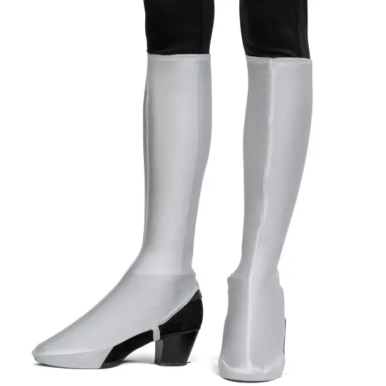 White Costume Boot Covers - Groovy Disco White Fabric 70s Hippie Fake Boots for Women and Girls Costumes {2}