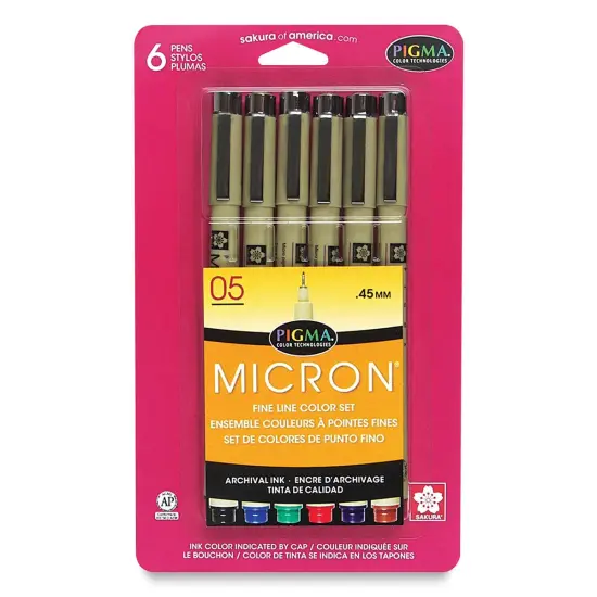 Sakura Pigma Micron Pens - Set of 6, Assorted Colors, 05 {1}