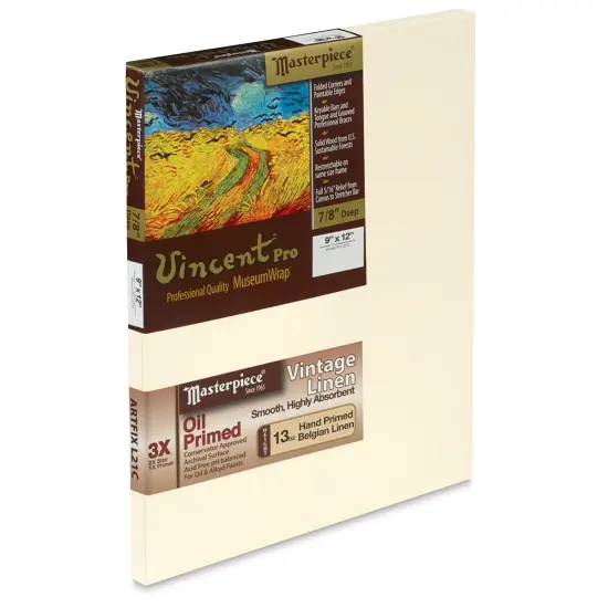 Masterpiece Vincent Pro Artfix Linen Canvas - 9" x 12", Oil Primed {1}