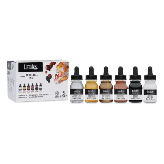 Liquitex Professional Acrylic Ink Set - Metallic Colors, Set of 6, 30 ml {2}