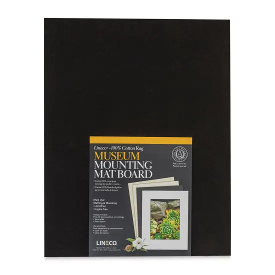 Lineco Cotton Rag Museum Mounting Boards - Pkg of 25, Black, 11" x 14" {1}