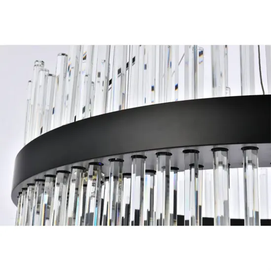 Dallas 32 inch round crystal pendant in black {6}