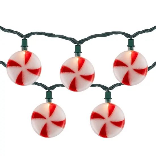 Northlight Peppermint Candies Christmas Lights - 6ft Green Wire - 10ct Red {3}