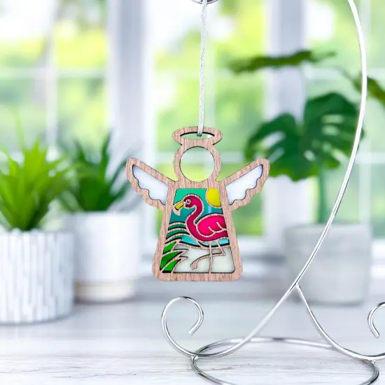 3.5" (H) Flamingo Beach Ornament - Handcrafted in Texas - Mother's Angels&reg; Christmas Angel Wings Figurine {4}