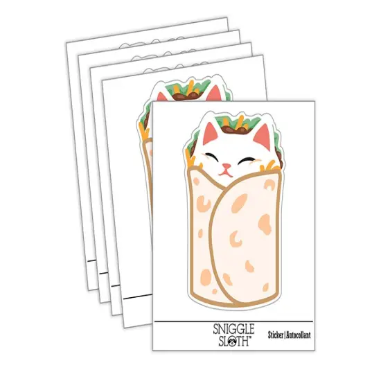 Purrito Cat Burrito Tortilla Wrap Waterproof Vinyl Phone Tablet Laptop Water Bottle Sticker Set - 5 Pack {2}