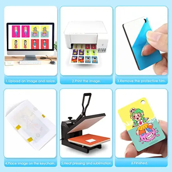 120 Pieces Sublimation Keychain Blanks Bulk - Sublimation Blanks Keychain with Blue Protective Film - MDF Rectangle Keychain with Tassels - Heat Transfer Keychain Blanks Double Sided {4}