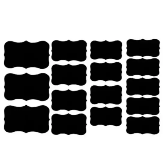 Wrapables Set of 64 Chalkboard Labels in Various Sizes, Fancy Rectangle {1}