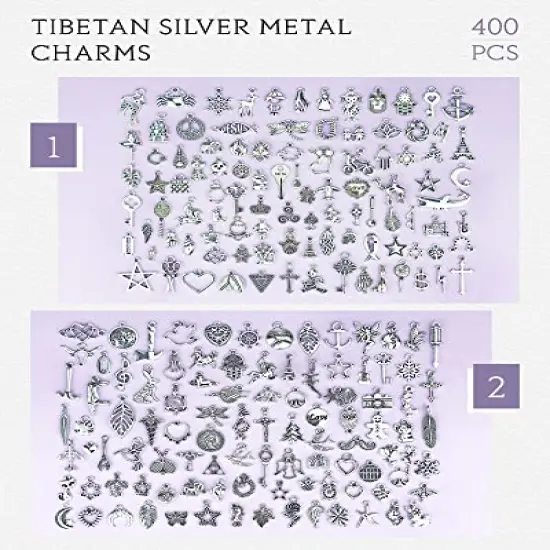 400 Pieces Wholesale Bulk Lots Jewelry Making Charms Mixed Smooth Tibetan Silver Alloy Charms Pendants DIY for Bracelet Necklace Jewelry Making and Crafting {6}