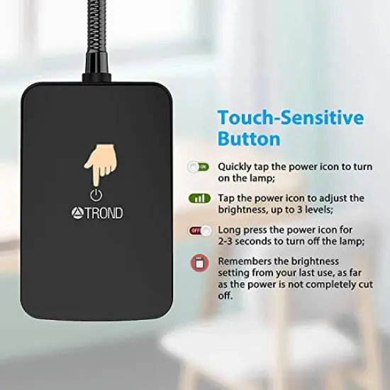 LED Desk Lamp with Clamp, 3-Level Dimmable Desk Light 6000K Daylight, Extra-Long Flexible Gooseneck Clip on Light, Eye-Care Clamp Lamp for Painting, Workbench, Reading or Sewing, Bed Bedside {5}