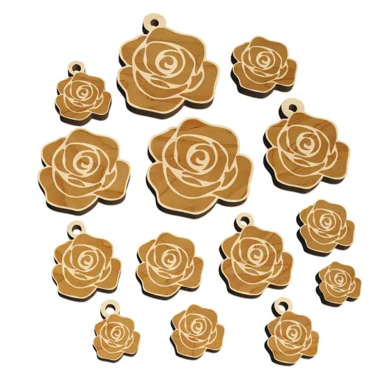 Rose Flower Solid Mini Wood Shape Charms Jewelry DIY Craft {7}
