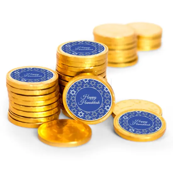 84 Pcs Hanukkah Candy Party Favors Chocolate Coins - Gold Foil - Star of David {1}