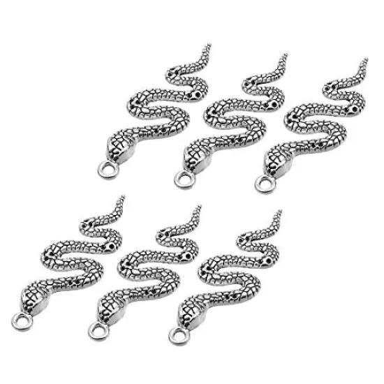 20 Pieces Alloy Snake Charms Mixed Smooth Metal Charms Pendants Accessory, DIY for Jewelry Making and Crafting(Silver) {1}