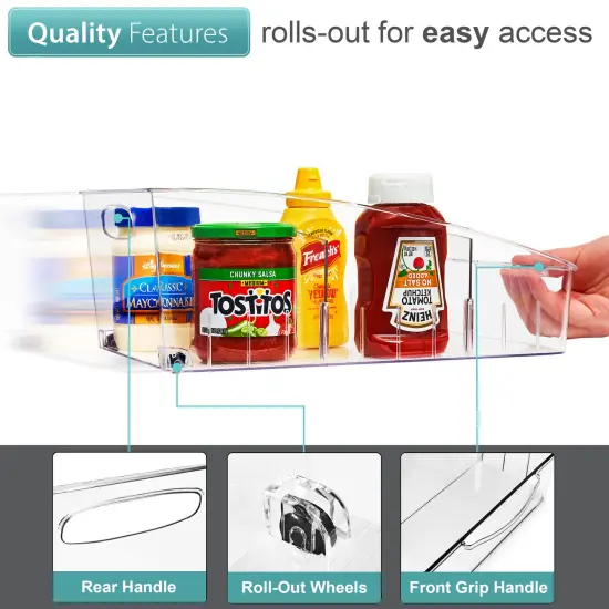 Sorbus Fridge Organizer on Wheels - Rolling Fridge Organizers and Storage Clear Design with Dividers & Handles for Kitchen Organization and Storage - Refrigerator Organizer Bins & Pantry Storage Bins {3}