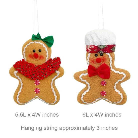 Wrapables Plush Gingerbread Man & Woman Christmas Tree Ornaments (Set of 2) {2}