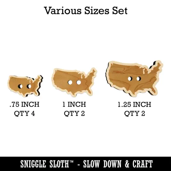 USA United States America Country Silhouette Wood Buttons for Sewing Knitting Crochet DIY Craft {1}