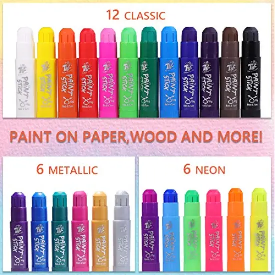 24 Classic Colors, Washable Paint, Non-toxic, Tempera Paint Sticks for Kids and Students {1}