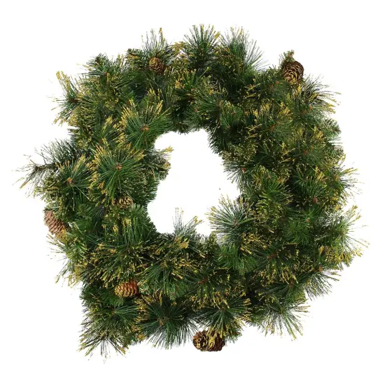 Northlight 24" Mixed Pine Glittered Pine Cone Artificial Christmas Wreath - Unlit Green {1}