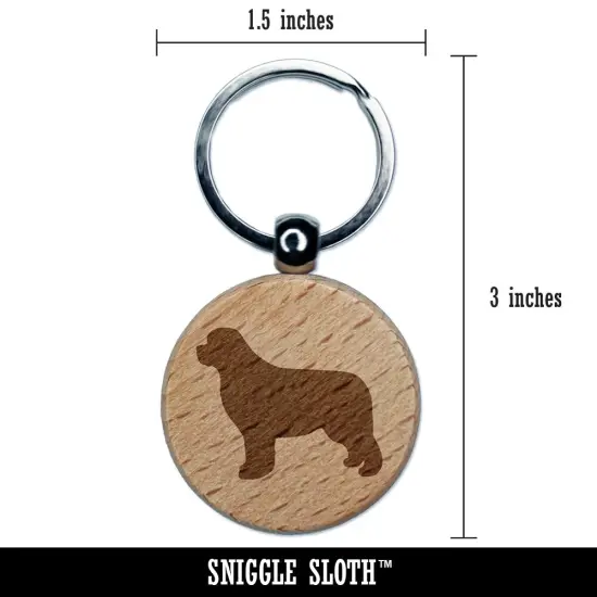 Newfoundland Dog Solid Engraved Wood Round Keychain Tag Charm {2}