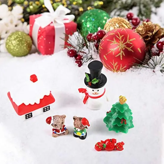 LovesTown 38 PCS Fairy Garden Christmas Accessories, Christmas Miniature Ornaments, DIY Snow Globe Figurines, Christmas Decorations for Christmas Party {5}