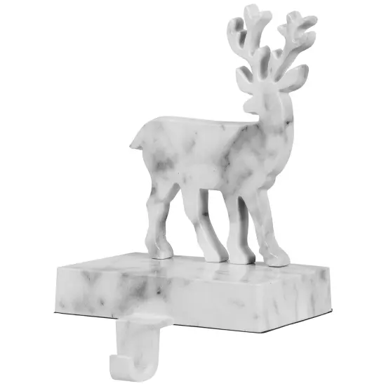 Northlight Marbled Standing Deer Christmas Stocking Holder - 7.5" - White and Black {6}