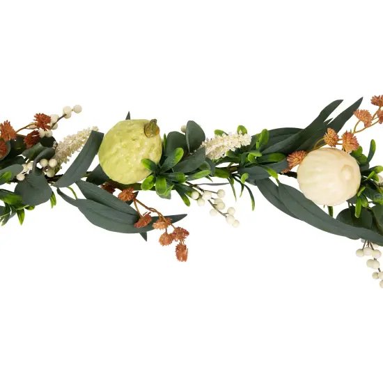 Northlight 5' x 6" Green Gourds and Foliage Artificial Fall Harvest Garland - Unlit {6}