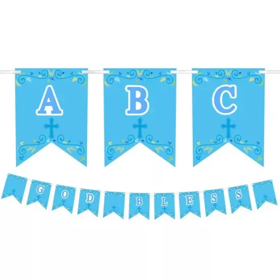 First Communion Personalized Pennant Banner - Blue {1}