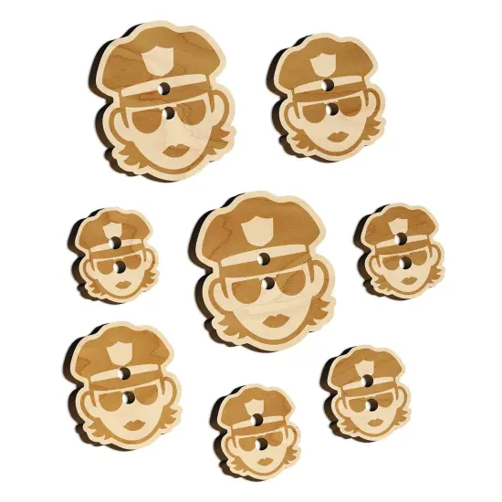 Occupation Police Officer Woman Icon Wood Buttons for Sewing Knitting Crochet DIY Craft {7}