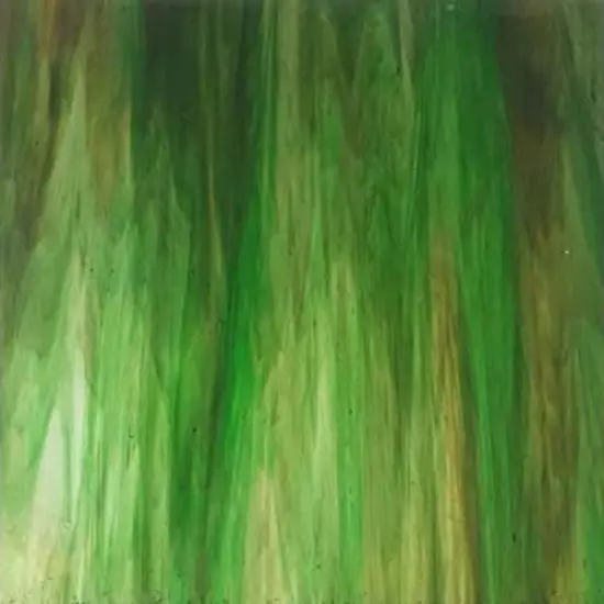 Wissmach Stained Glass Sheet: Dark Green and Amber, Streaky Crystal {1}