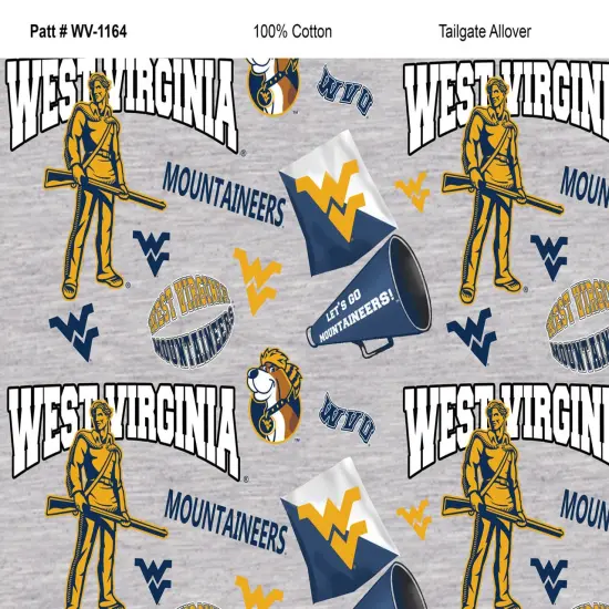 Sykel Enterprises-West Virginia University Cotton Fabric-West Virginia Mountaineers Mascot Heather Cotton Quilting Fabric {1}