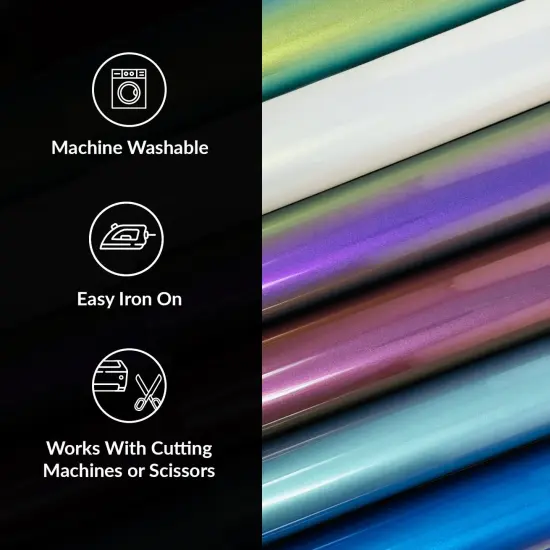 Mermaid Vinyl HTV Chameleon HTV Heat Transfer Vinyl Bundle 6 Colors HTV Vinyl Iron on Vinyl Sheets Without Roll Holographic Blue Ombre Teal Purple for Shirts and Crafts {2}