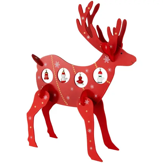 Northlight Reindeer Cut-Out Ornament Holder Christmas Decoration - 13.25" - Red and White {5}