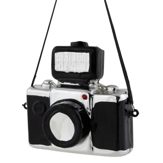 Northlight 4" Black Retro Camera Glass Christmas Ornament {5}