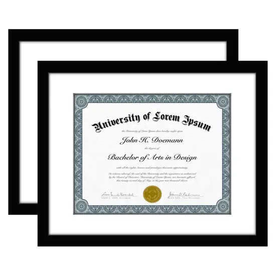 Americanflat 11x14 Diploma Frame - 8.5x11 with Mat or 11x14 without Mat - Certificate Frame for Displaying Documentation - Shatter Resistant Glass - Hanging Hardware {10}
