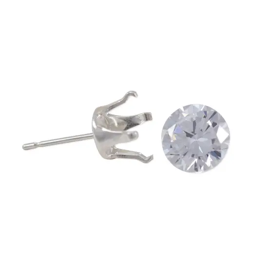 JewelrySupply Sterling Silver Snap & Set Earrings 4mm Round 4 Prong (1 Pair of Sterling Silver Earrings) {2}