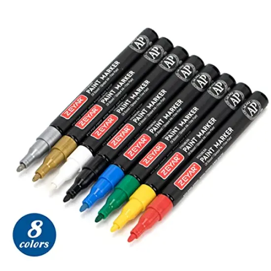 Permanent Oil-Based Paint Markers, Expert of Rock Painting, 8 Colors. Permanent Ink & Waterproof, Works on Rock, Wood, Glass, Metal, Ceramic and more (8 Regular Colors Fine Point) {1}