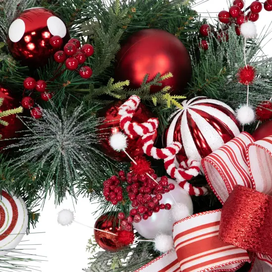 Northlight Peppermint Candy Artificial Pine Christmas Wreath - 42" - Unlit Red {7}