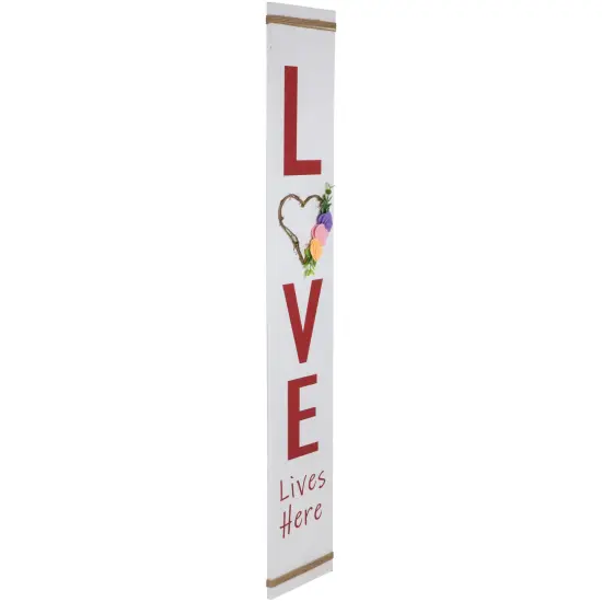 Northlight 39.25" "Love Lives Here" Wooden Valentine's Day Porch Board Sign Decoration White {7}